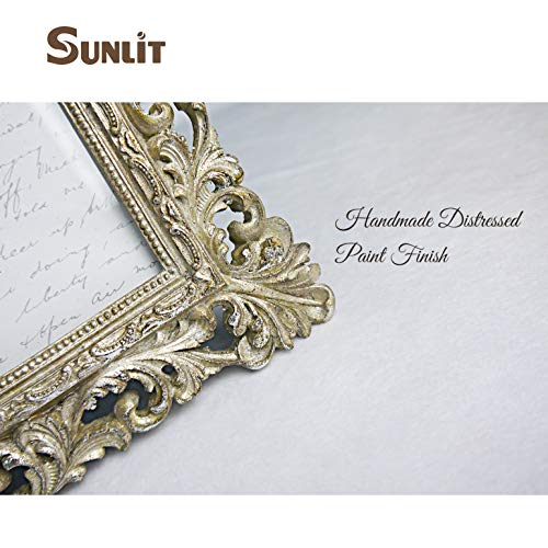 Sunlit Vintage Picture Frame 5X7 Inch, Luxury Antique Photo Frames With Glass Front, Photo Display, Tabletop Wall Hanging, Gift Ideas, Antique Gold Silver #TOP4