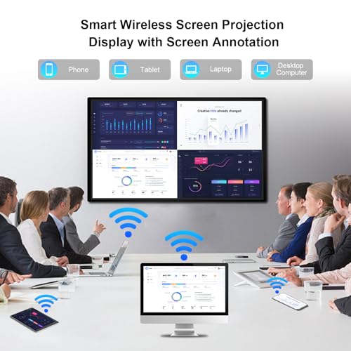 Image of 55 inch Smart Board, Digital Whiteboard Electronic Interactive for Classroom Office Home, Screen Mirroring from Android & iOS for Presention Annotation Live Streaming (with Wall Mount)