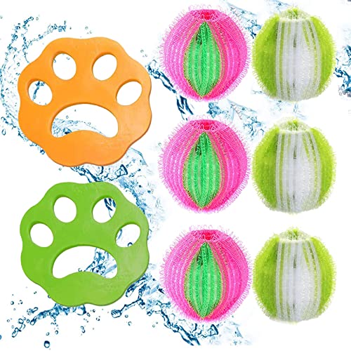 Anti Poil Machine à Laver,8 Pcs Cheveux Animaux Nettoyage Outil pour Machine à Laver,pour Nettoyer Poils d'animaux Domestiques/Débris Coton/réutilisation,Réutilisable Boule Anti Poil Cover