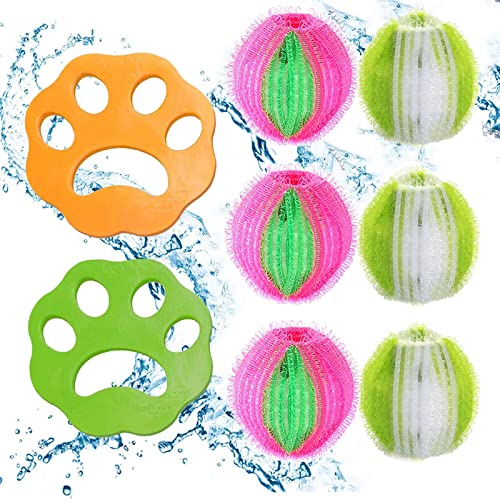 Anti Poil Machine à Laver,8 Pcs Cheveux Animaux Nettoyage Outil pour Machine à Laver,pour Nettoyer Poils d'animaux Domestiques/Débris Coton/réutilisation,Réutilisable Boule Anti Poil