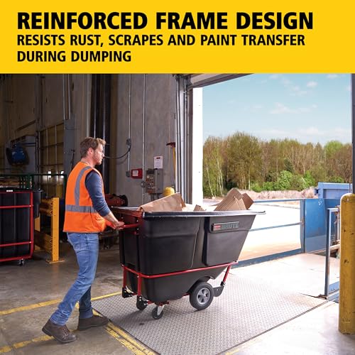 Image of Rubbermaid Commercial Forkliftable Polyethylene Dump Truck, 850-Pound Capacity, Black, for Office Buildings /Schools /Restaurants /Festivals
