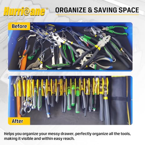 Image of HURRICANE Pliers Organizer Rack, Pliers Cutters Organizer with Non-Slip Rubber Base, Keep Tools Organized in Drawers, 2 Pack, Extendable Design, Fit 3'H Drawers and More,Yellow and Green