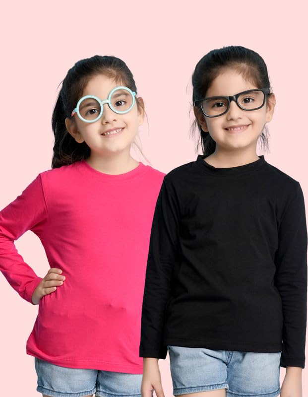 Image of Nusyl Girls Full Sleeves T-Shirt for Kids | Cute Printed Casual Wear | Soft Cotton Blend | Comfortable Regular Fit | 2-16 Years | Multiple Colors