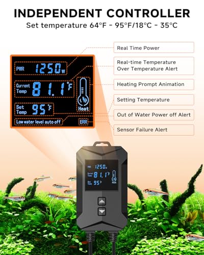 Image of AQQA Aquarium Heater 800W /1000W /1200W /1400W Fish Tank Heater