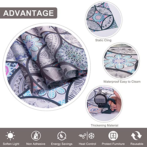 Dktie Static Cling Decorative Window Film Vinyl Non Adhesive Privacy Film,Stained Glass Window Film For Bathroom Shower Door Heat Cotrol Anti Uv 17.7In.by 78.7In. #TOP1