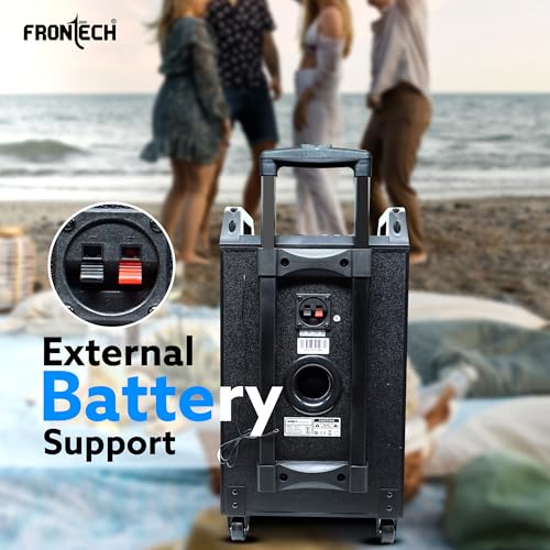Image of FRONTECH Smash Multimedia Wireless Trolley Speaker 60W 5.0 Bluetooth Speaker with RGB Party Lights, Wireless Mic - 1 Year Warranty (SW-0175, Black)