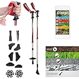 ATTRAC - Bastones trekking »Clásicos« con sistema telescópico, antichoque y amortiguador - Ideales para montaña, senderismo y acampada - Empuñadura en goma + PDF workout