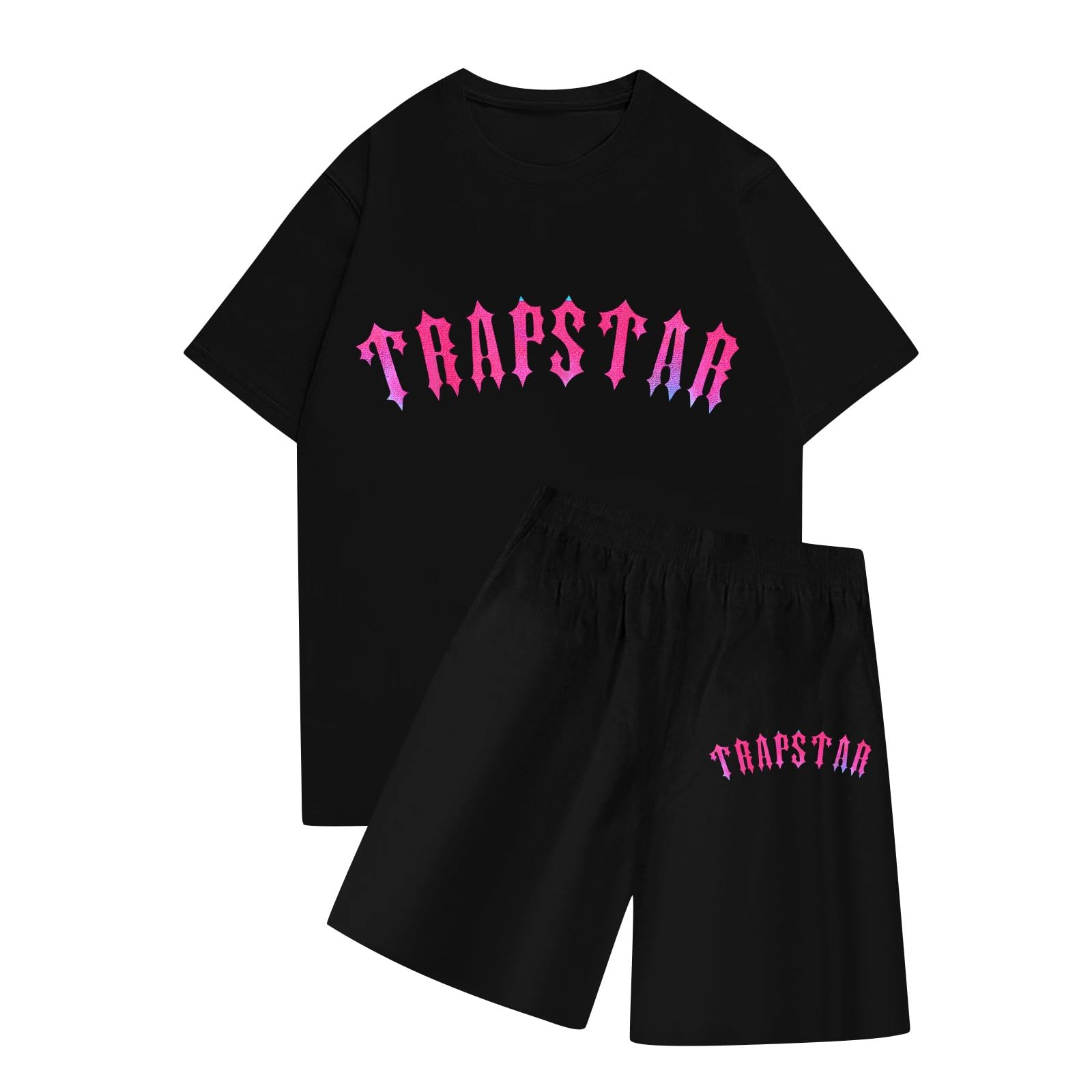 BTBDYDH Conjunto de Camiseta y Pantalones Cortos Unisex Trapstar para Hombre Conjunto Deportivo de Verano Traje Deportivo para Hombre y Mujer Conjunto para Correr de 2 Piezas Unisex