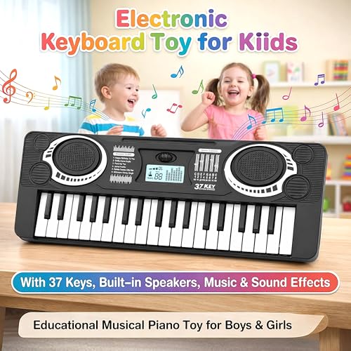 Image of Musical 37 Key Piano Keyboard Toy for Kids with 2 Modes - Electronic Music Instrument with Piano Notes and Indian Song Tunes - USB Type C and Battery Operated - Color As Per Stock