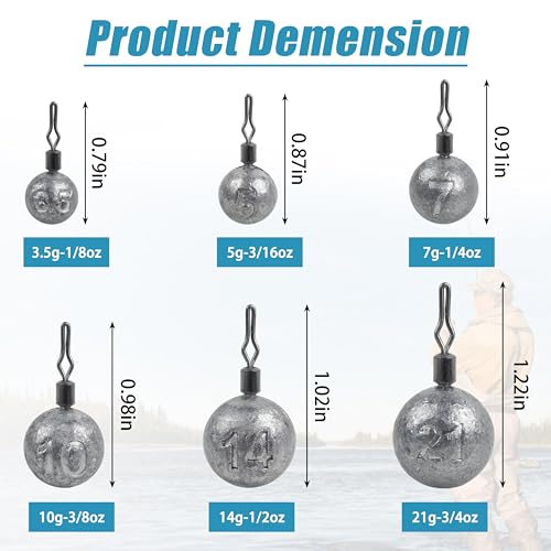 image for AGOOL Fishing Weights Drop Shot Sinker Rig Kit, 40pcs Casting Removabl