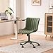 YOUNIKE Home Office Desk Chair with Wheels Armless Vanity Chair with Back Comfy Modern Leather Upholstered Rolling Task Chair Swivel Small Cute Sewing Chair No Arms Wide Adjustable Sage Green