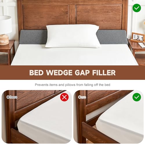 Image of IFNOW Queen Size(60 inchx6 inchx10 inch) Bed Wedge Pillow for Headboard, Mattress Gap Filler(0-8 inch), Bed Wedge for Gap Between Your Headboard and Mattress Dark Grey (Pack of 2)