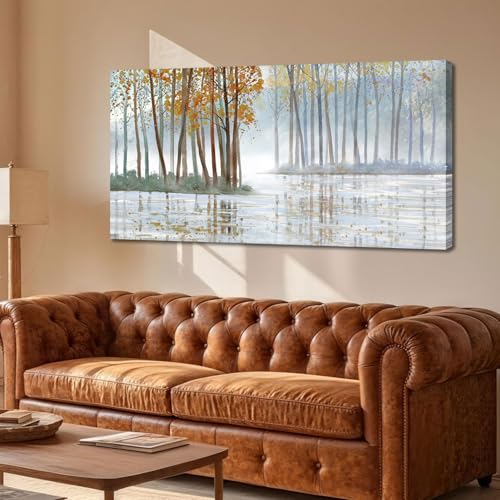 Image of Arjun Birch Trees Wall Art Canvas Forest Landscape Picture Painting, Nature Modern Artwork Large Framed for Living Room Bedroom Home Office Wall Decor 48 inchx24 inch