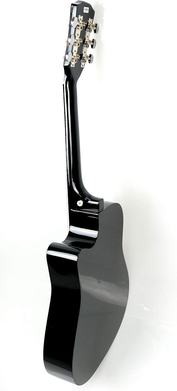 Mike Music 38-Inch Acoustic Guitar Kit for Beginners – Black Cutaway | Gig Bag, Capo, Picks, Strings & Chord Guide Book | Learn to Play Easily