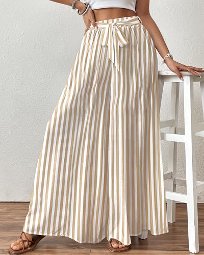 Image of Bsubseach Women Wide Leg Pants Floral Flowy Palazzo Pants