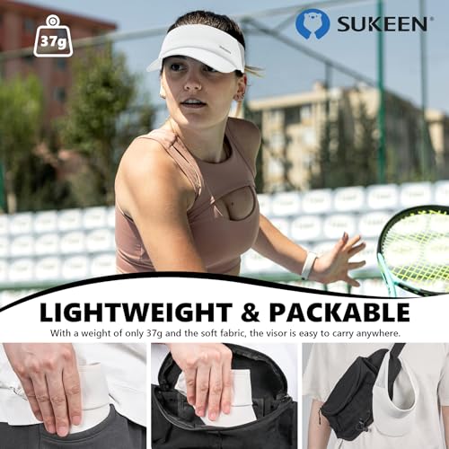 Image of Sukeen Sports Sun Visor Men Women Lightweight Portable Cooling Stretchy Visor Hat for Running, Golf, Daily Wear