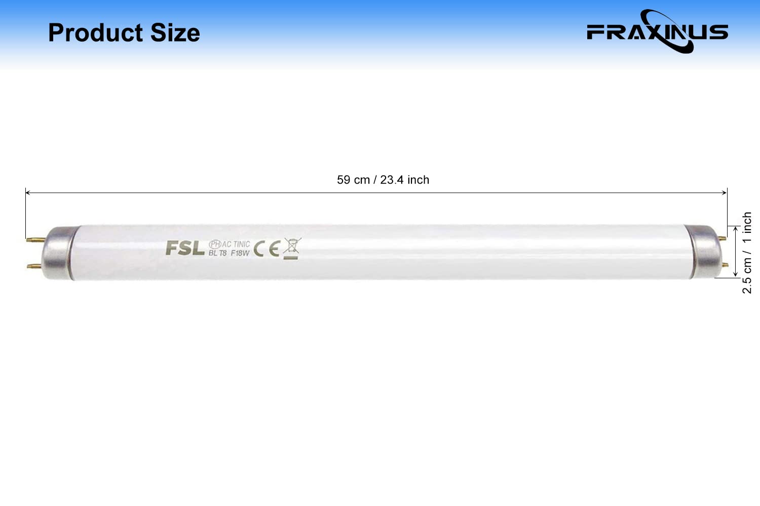 fraxinus 2 x 18W Lampadina FSL T8 UV Tubo, 23.4 in Ricambio Lampada per Zanzare, Luce Neon per 40W Zanzariera Elettrica/Ammazza Zanzare/Antizanzare/Cattura Insetti/Contro Mosche.