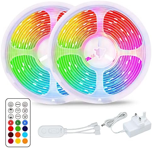 LIGHTNUM Led Strip Lights Mains Powered, 10M RGB Color-Changing Led Lights with Remote Control Cut-able Flexible Strip Light for Home Lighting, Bedroom Home Decoration, BH1001