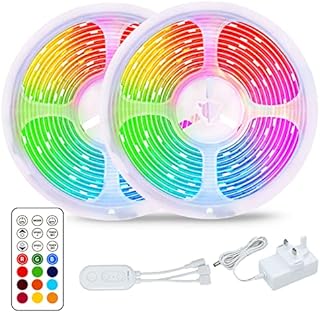 LIGHTNUM Led Strip Lights Mains Powered, 10M RGB Color-Changing Led Lights with Remote Control Cut-able Flexible Strip Light for Home Lighting, Bedroom Home Decoration, BH1001