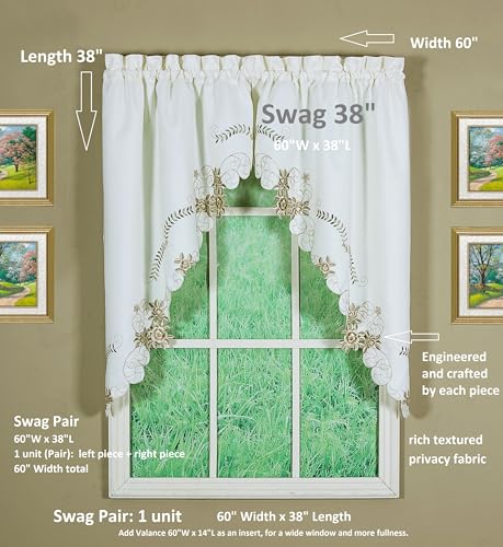 Todays-Curtain-Verona-Reverse-Embroidery-Swag-38-EcruAntique Todays Curtain Verona Reverse Embroidery Swag 38 EcruAntique