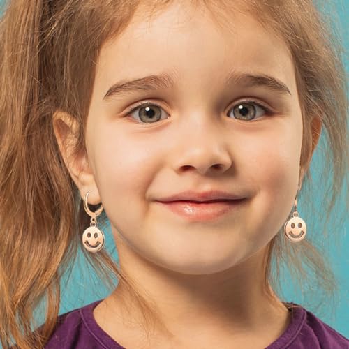 Image of Smiley Face Earrings Huggie Hoop Y2K Preppy Happy Lightning Bolt Heart Star Small Dangle Colorful Gold White Red Pink Yellow Blue Jewelry