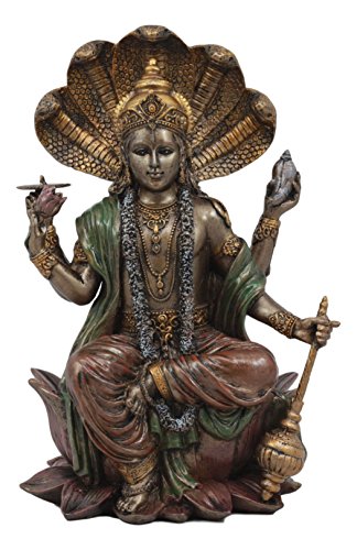 Gifts & Decor Enthroned Hindu God Vishnu Narayana Preserver and Protector Figurine Eastern Enlightenment Sculpture