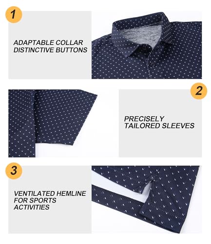 Image of Damipow Premium Golf Shirts for Men Dry Fit Performance Polo Short Sleeve Collared Shirt