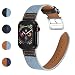 Produktbild Vozehui Kompatibel mit Apple Watch Armband 38mm 40mm 42mm 44mm, Unique Design Leder Ersatzarmband Armband Für iWatch Serie 5/4/3/2/1 Sport Edition Damen Herren, Schwarz/Braun