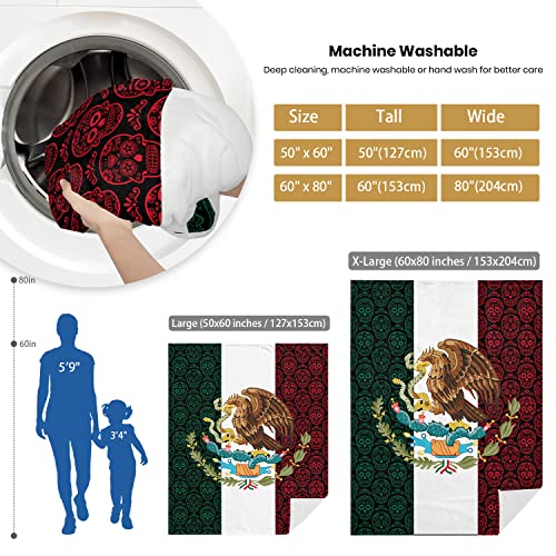 Ultra Soft Mexico Sugar Skull Flag Blanket Microfiber Plush Blanket Gifts For Men Women Warm Cozy Fuzzy Throw Blanket For Bed And Couch 60'' X 80'' #TOP6