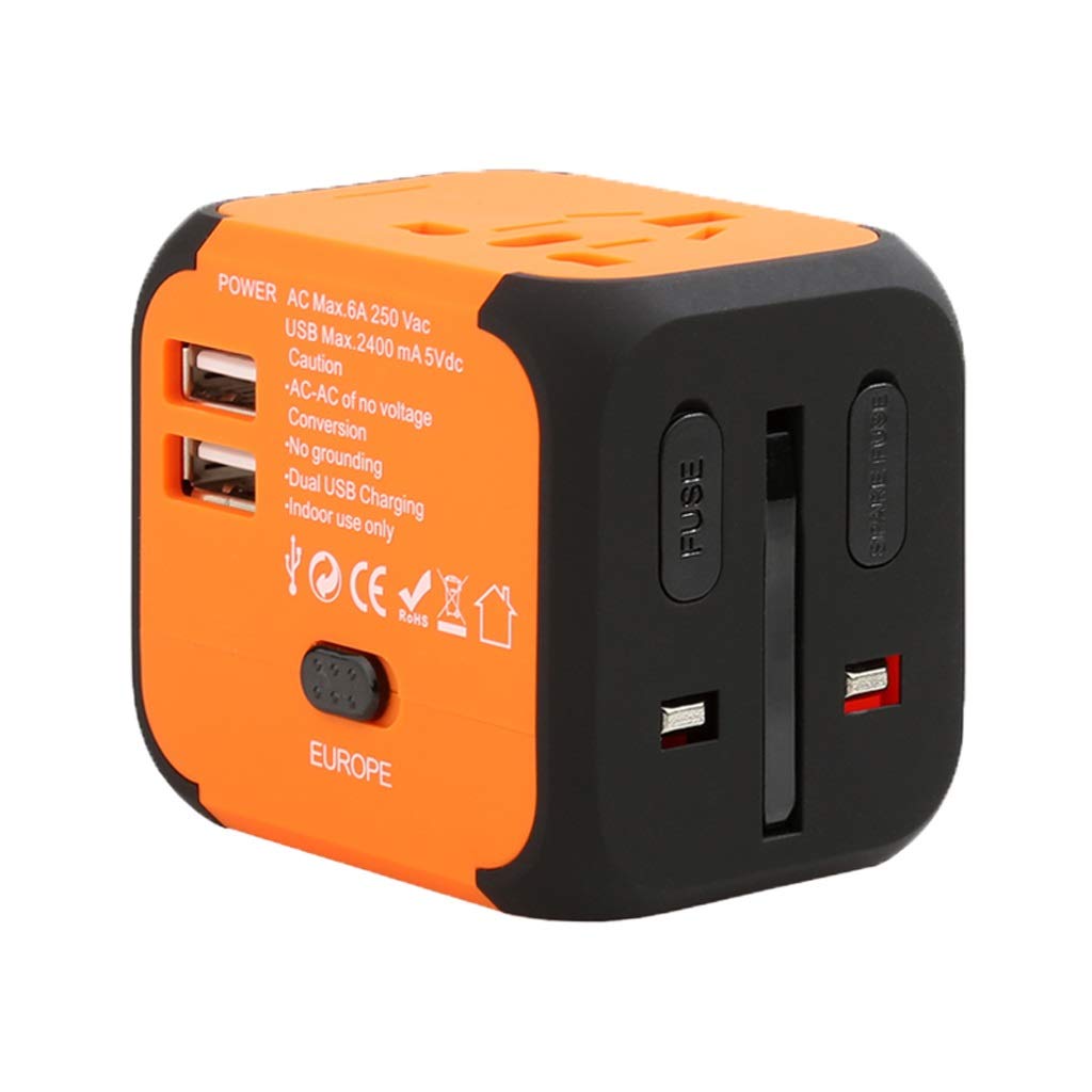 Caricabatterie di carica internazionale, adattatore di viaggio in tutto il mondo, spina di conversione di tipo C universale, molto adatta for il viaggio ( Color : E , Dimensione : 2usb (5.5*6.5*5cm) )
