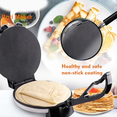Roti Maker, Machine à Tortilla Chauffante Double Face, Puissance de 1800 Watts, Construction Robuste, Machine à Chapati en Alliage D'aluminium, Anti-brûlure et Antidérapante,