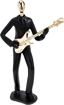 Gold Bassist Model Decor 10.82 Inch Resin Musical Instrument Figurine Creative Band Sculpture for Home Office Shelf Display Music Figurines Home Decor