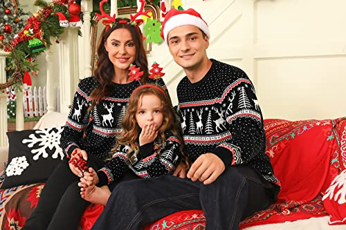 Cowasto Mens Crewneck Christmas Sweater Family Matching Sets Knitted Sweater Pullover4