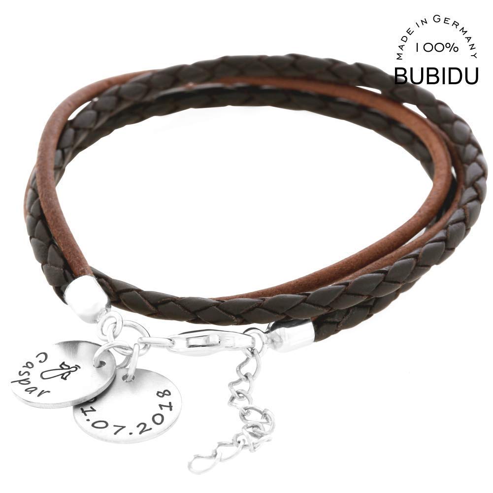 Lederarmband Gravur Damenarmband 925 Sterling Silber mit Namen Namensarmband personalisiert Leder armband braun natur Gravurschmuck Damenschmuck personalsisiert | HANDMADE IN GERMANY