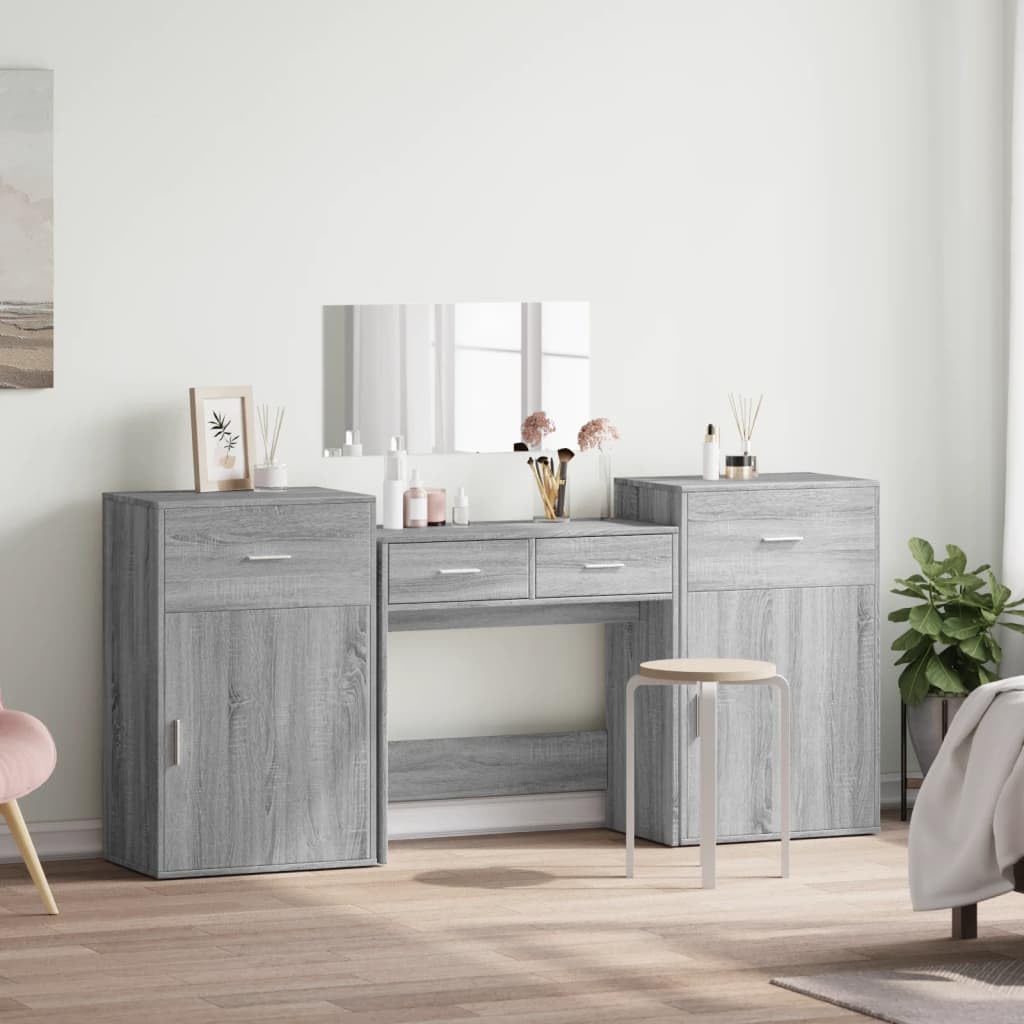 Amazon.com: OJDHNJKNJ 4 Piece Dressing Table Set Grey Sonoma Engineered  Wood,Dressing Table, Vanity Makeup Table, Girls Dressing Table, Cosmetic  Bedroom Dresser Make Up Writing Desk for Bedroom Furniture : Home & Kitchen