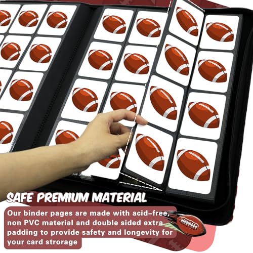 Football Card Binder 16 Pocket, Premium 1000+ Cards PU Cover Trading Sports Card Binder Side Loading Card Holder Collection Album Folders by Megapuxin - Image 6