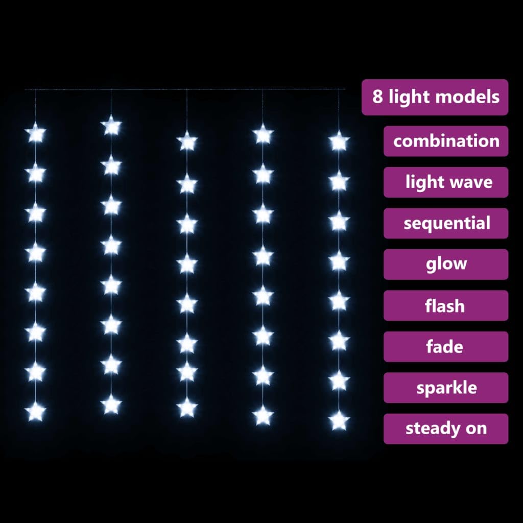 luci a batteria per interni,led a pile,luce a led,Luci Fatate a Stella a LED 200 LED Bianco Freddo 8 FunzioniIdeal für Weihnachtsfeiern, Wandambiente