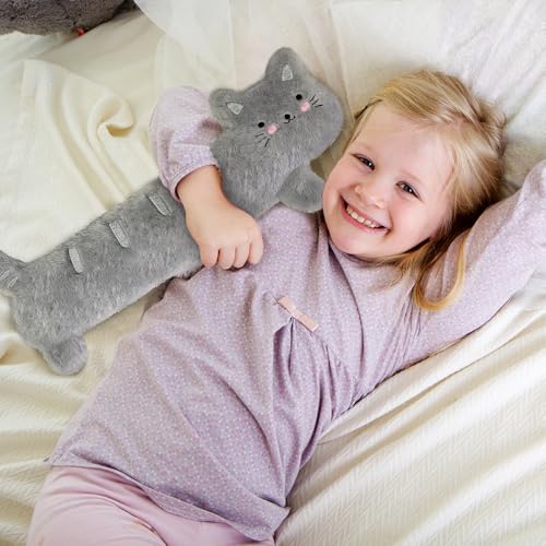 Wärmflasche Lang Kuschelig, Wärmflasche Tier Mit Bezug, 2L Schlauchwärmflasche, Nackenwärmflasche, Wärmeflasche Schlauch Für Rücken Schulter Unterleib, Hot Water Bottle Für Kinder Erwachsene (Ketze)
