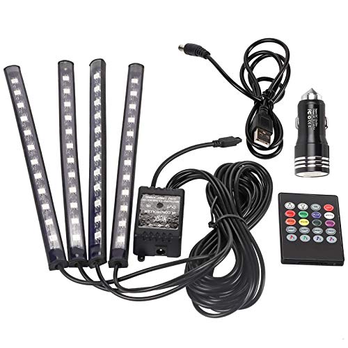 Car LED Strip Lights, 4pcs 48 LED Multicolor Music Car Interior Light Under Dash Lighting Kit with Sound Active Function and Wireless Remote Control -  Headerbs, Headerbsxwzb93onfs1793