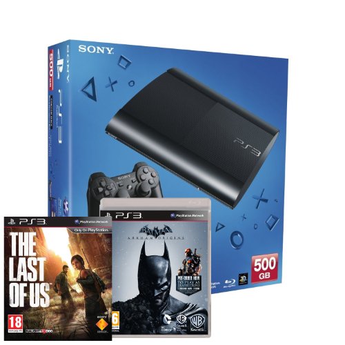 Sony PS3 500GB Super Slim Console with Batman Arkham Origins Plus The Last of Us (PS3)