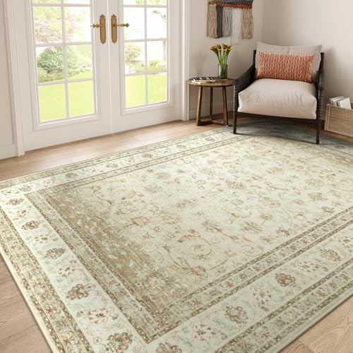 LIVEBOX Beige Rug for Living Room 6x9
