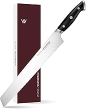 10” Bread Knife – Razor Sharp German Steel DIN1.4116 – Serrated Knife for Slicing Homemade Bread, Sourdough & Cake – Full Tang & Ergonomic Handle – Gift Box – Velina series
