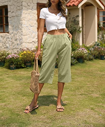 Image of Veatzaer Women's Elastic Waist 3 /4 Capri Harem Pants with Pockets Casual Loose Solid Yoga Trousers S-XXL