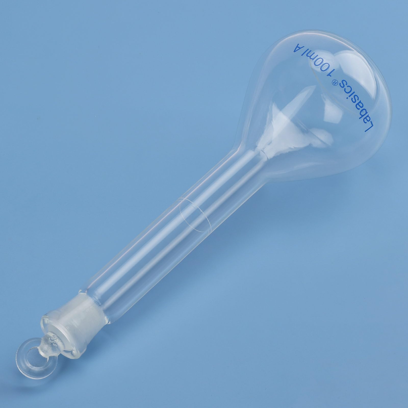 Labasics Matraz Aforado 100 ml Vidrio Borosilicato Clase A Tapón Vidrio Transparente para Laboratorio Químico Analítico