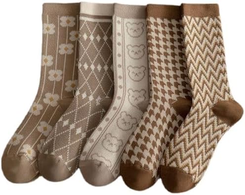 Vrouwen Coquette Bloem Crew Sokken 5 Paar Preppy Kant Ruches Enkel Casual Sok Tiener Grils Leuke Cottagecore Accessoires, Blauw, one size