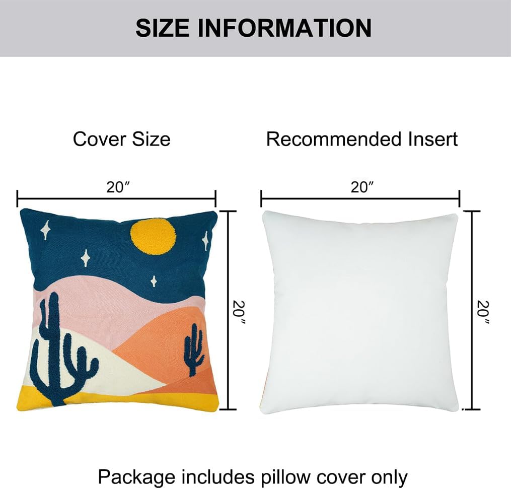 JASEN Abstract Boho Pillow Covers 20x20 inch, Soft Mid Century Mountain Decorative Throw Pillows for Couch Bed Sofa Bedroom（Only 1 Pillow Cover）
