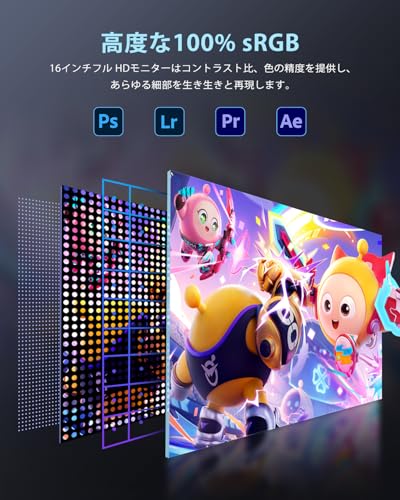 undefined EVICIV モバイルモニター 16インチ ゲーミングモニター120Hz 1ms高速応答 1920x1200FHD ゲームモニター 16:10非光沢IPS液晶パネル スイッチ用ディスプレイ モバイルディスプレイ 100%sRGB 薄型 軽量 狭額縁 HDRモード VESA対応 ブルーライト機能 USB/Type-C/標準HDMI端子 PS4/PS5/XBOX/Switch/PC/Macなど対応 の商品画像 2