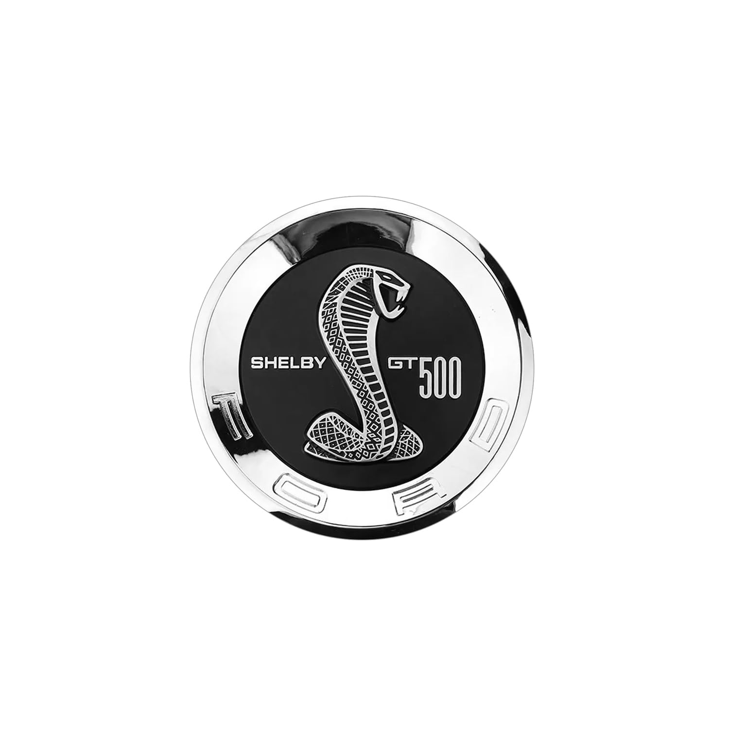 15cm Round Rear logo GT500 Decklid Emblem Round Panel Trunk Badge for F Mustang, Black Silver