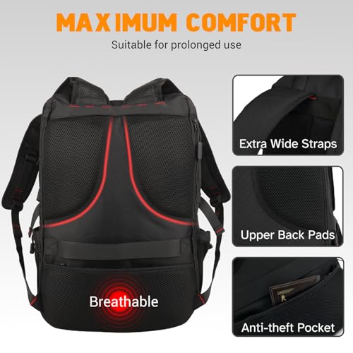 Image of ZORBES Large Laptop Backpack with Shoe Compartment, 80L Oxford Cloth Suitcase Waterproof Rucksack 17 Inch, Travel Outdoor Hiking School Gym Work College Bags for Men Women