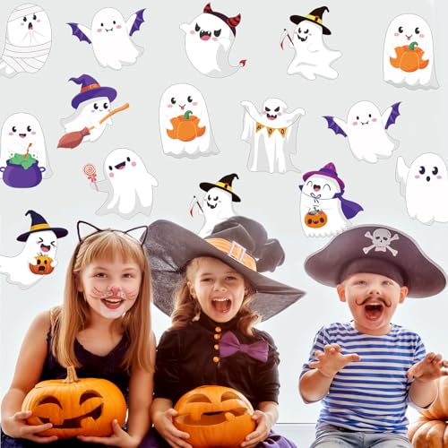 Image of 48 Pcs Halloween Cutouts, Cute Ghost Cutouts Halloween Bulletin Board Decorations Ghost Paper Cut-Outs for Home School Trick or Treat Party Chalkboard Wall Decor